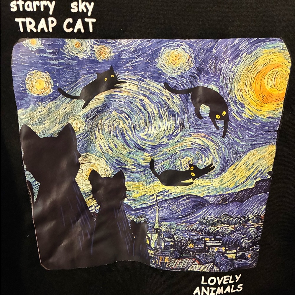 Black Cat Starry Night Graphic Tee